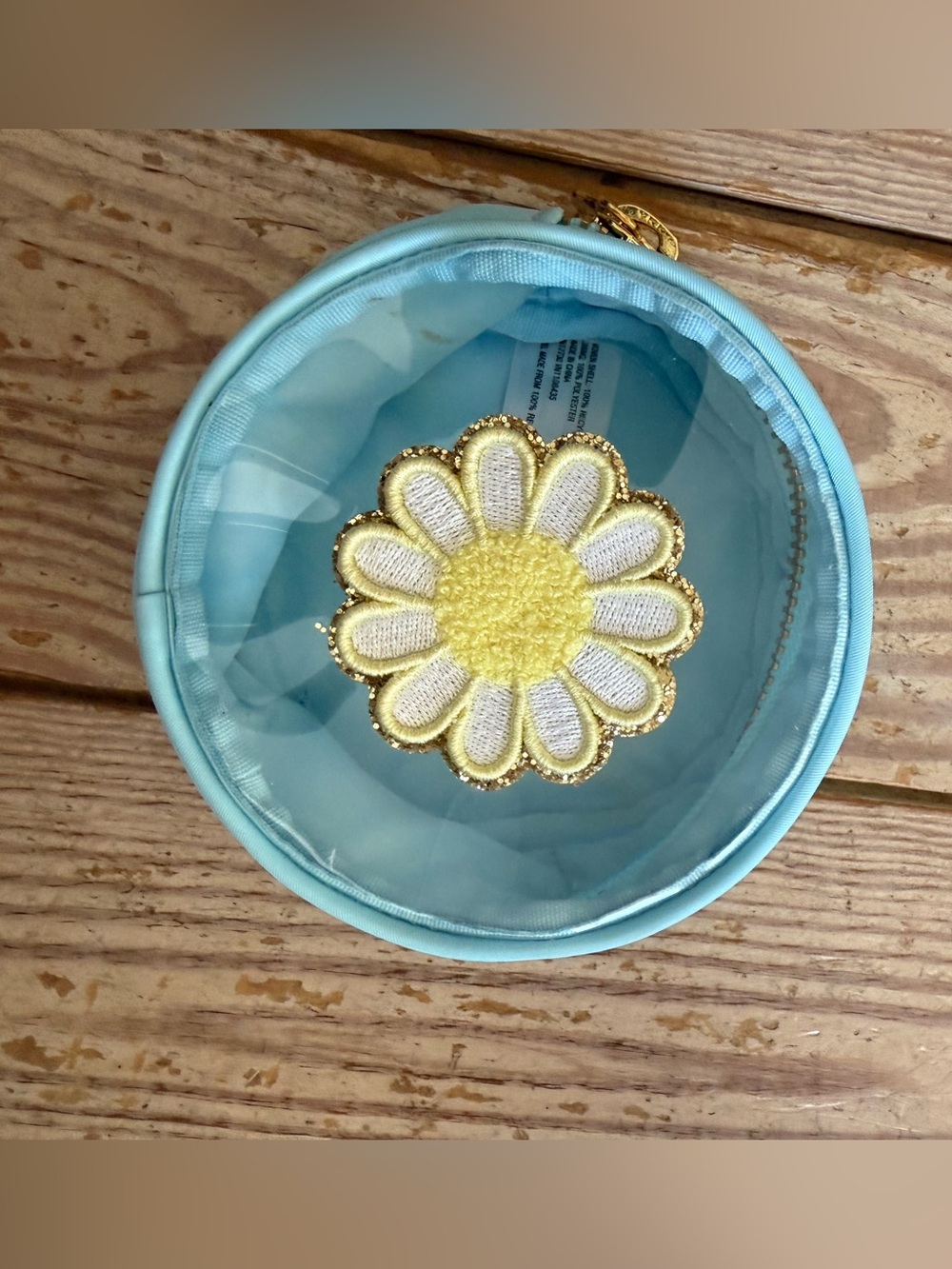 Stoney Clover Lane x Target daisy patch clear circle pouch in light blue